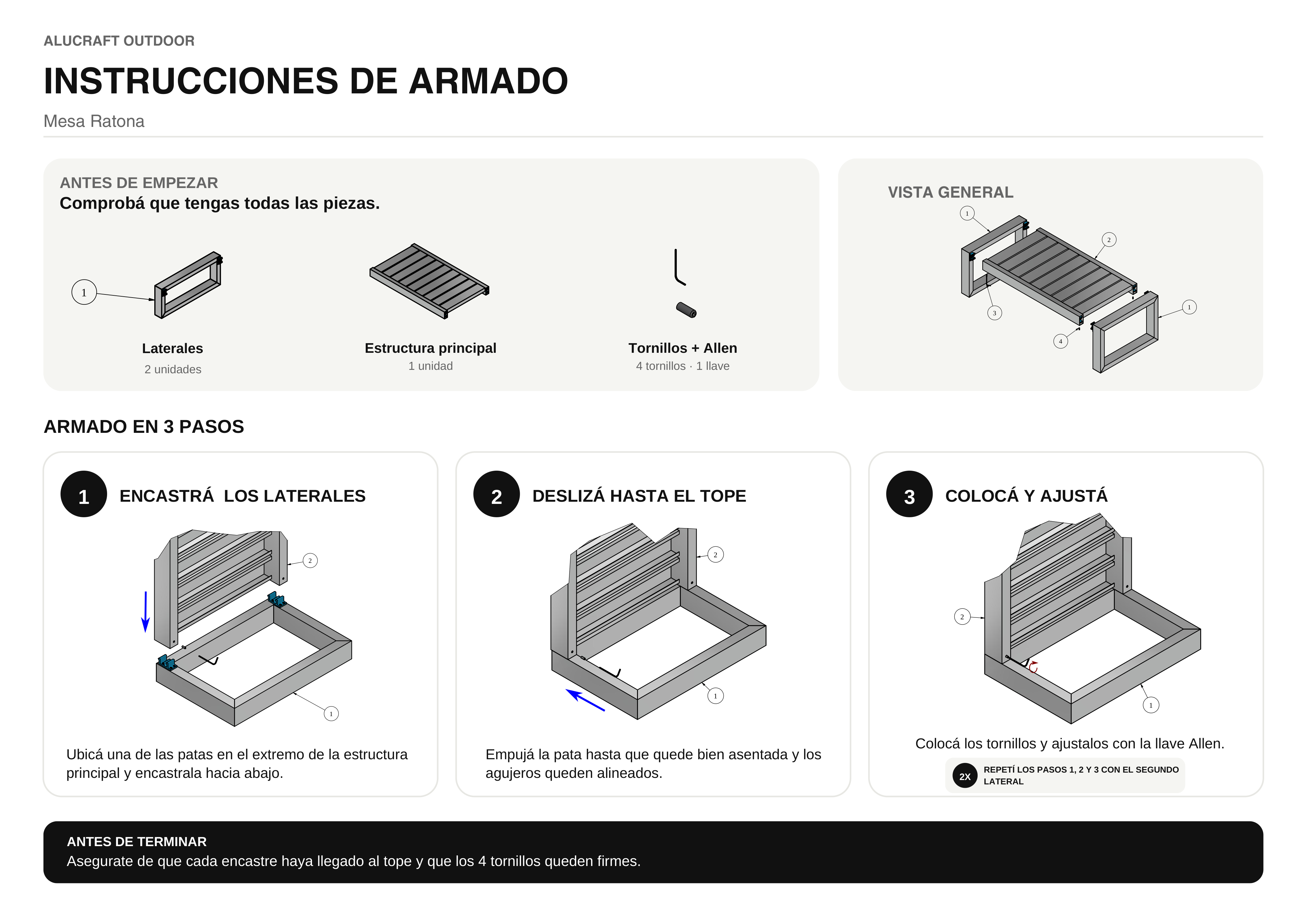 Plano de armado — Mesa ratona