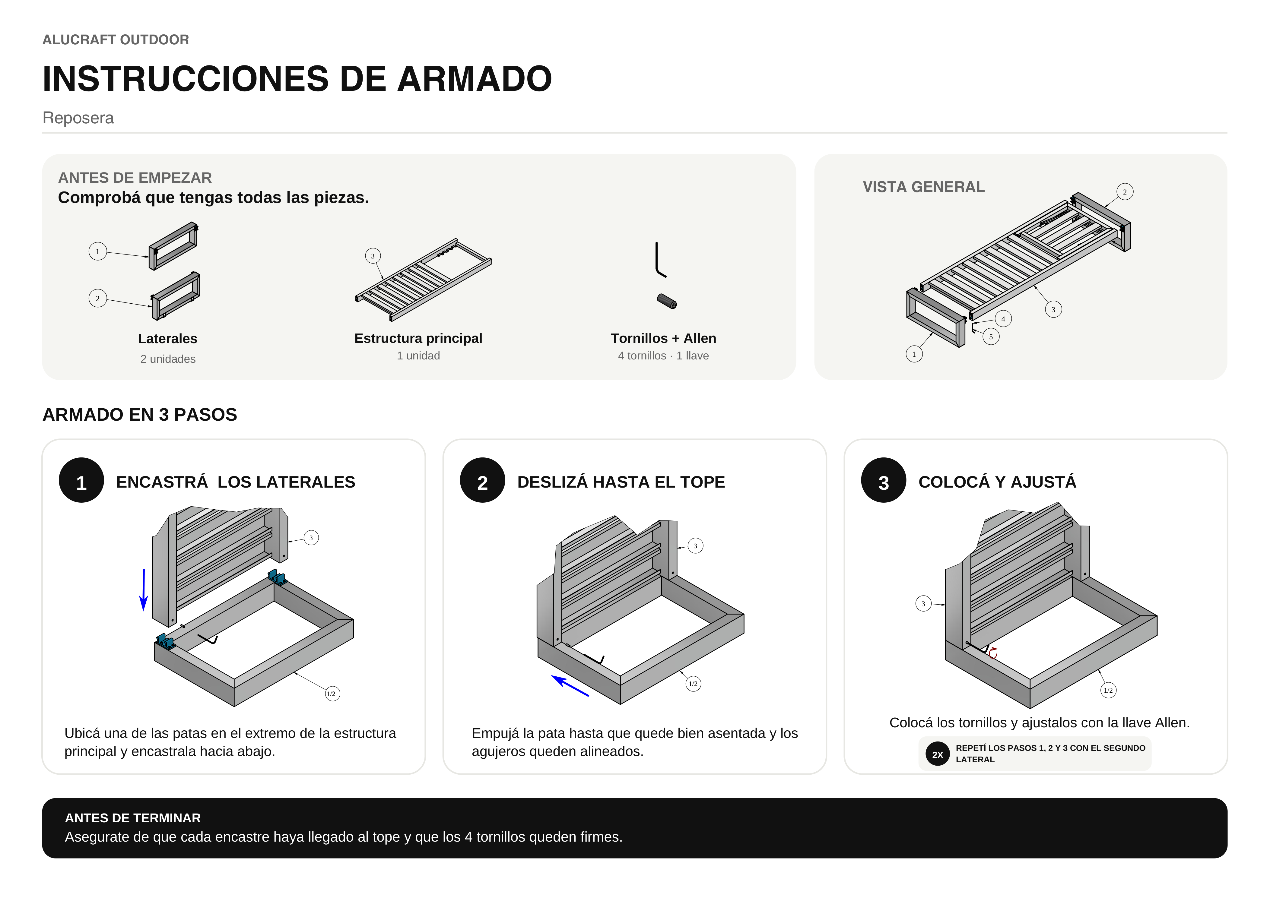 Plano de armado — Reposera